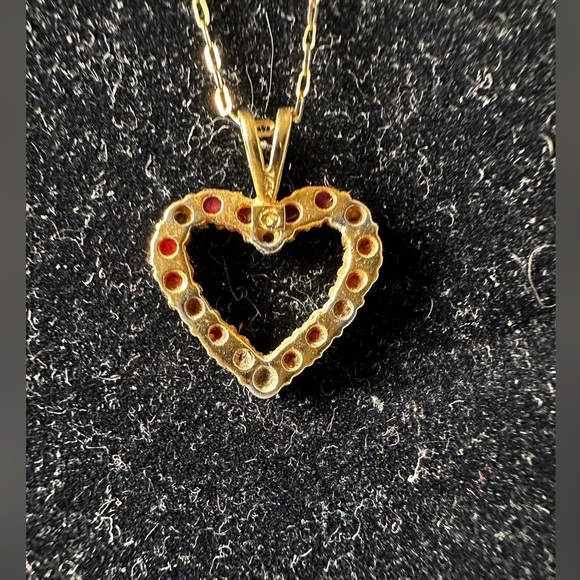 Heart 14k Necklace - 18” - Heart has Rubies/Diamonds - Picture 4 of 7